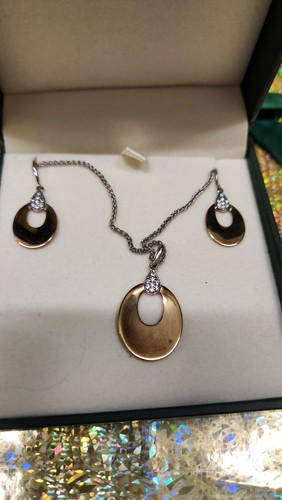 Old English Jewellers 9ct Yellow Gold On Silver Simulated Blue Sapphire & CZ Drop Dangle Hoop Earrings