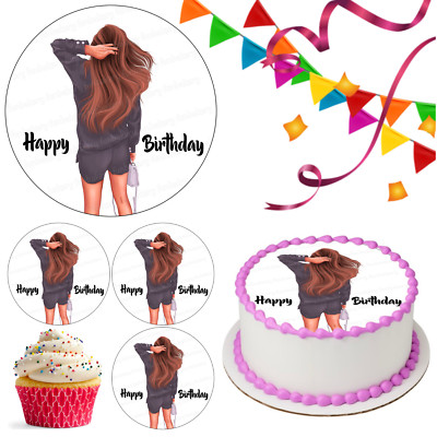 Happy Birthday Frau Tortenaufleger Party Deko essbar Feier Cupcake