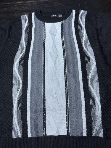 Suéter a Rayas Verticales Negro Estilo Gachu Coogi, Informal, Retro, Y2K, 3d, Talla XL - Imagen 4 de 5