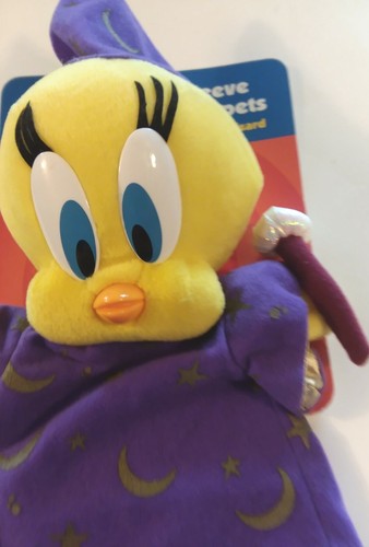 Juguetes de peluche de colección 1997 12" Looney Tunes Piolín Pájaro Marioneta de mano Mago - Imagen 2 de 8