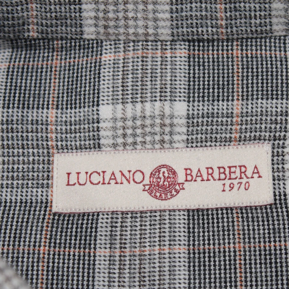 Luciano Barbera NWT Casual Button Down Shirt Size M in Gray Plaid 100% Cotton - Image 4 of 4