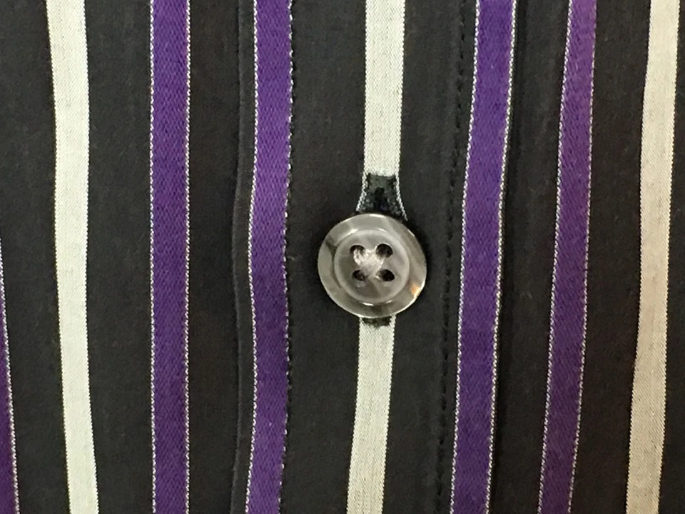 Impresionante Camisa de Vestir Hugo Boss Rayas Negras y Púrpura de Lujo XL COMO NUEVA Foto 3 de 4