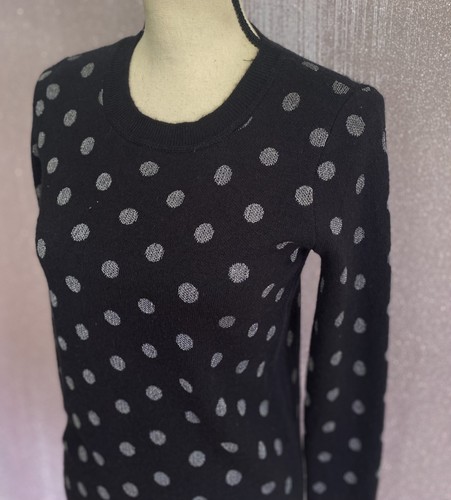LOFT Women’s Black Sweater Silver Shimmer Polka Dots NWT Extra Small - Picture 4 of 10
