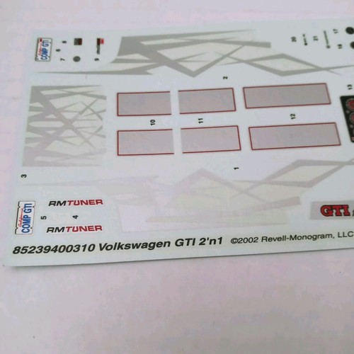 Vintage Revell VW Volkswagen Golf II GTi 2n1 Decal Sheet - Picture 2 of 4