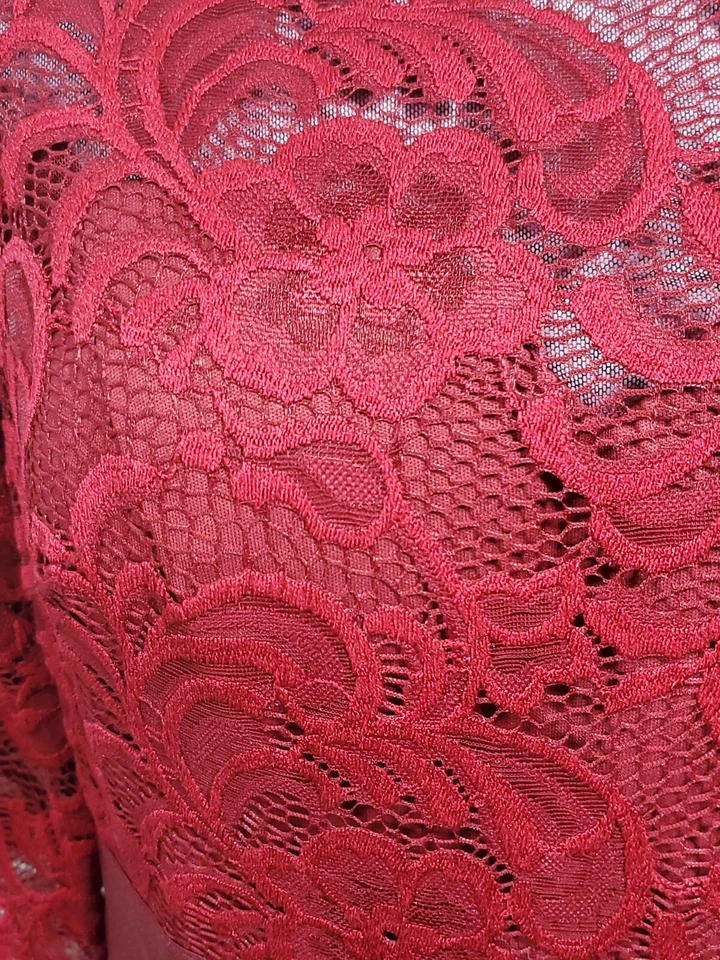 Vestido Ever Pretty Talla 6 Formal Mamá De Novia Vacaciones Largo Granate Rojo Cremallera Encaje Foto 3 de 4