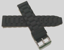 New Mens 20mm Black Sport Rubber Diver Watch Band Simulated Bracelet Links Style