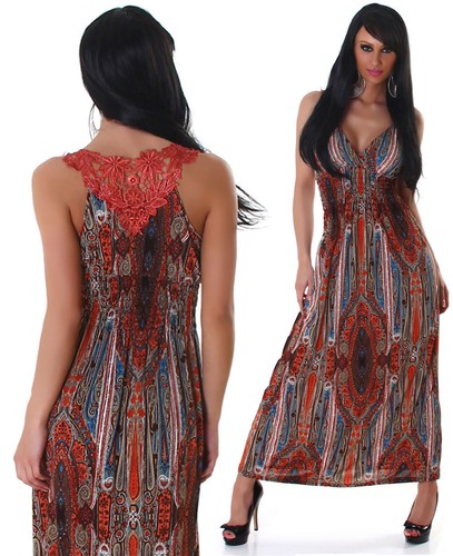 Vestito donna lungo abito leggero boho gipsy chic sexy moda estate NUOVO |  eBay