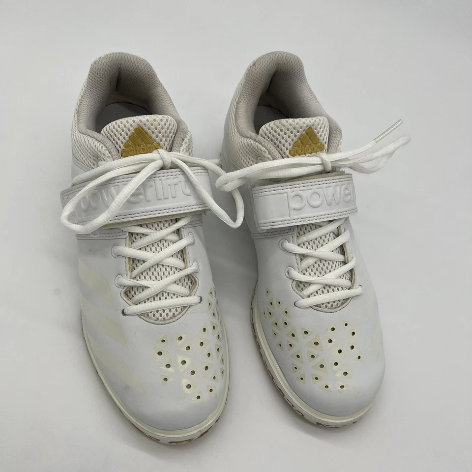Adidas Powerlift 3.1 Hombres Zapatos de Levantamiento de Pesas Blanco Dorado Talla 8 CrossFit Foto 2 de 4