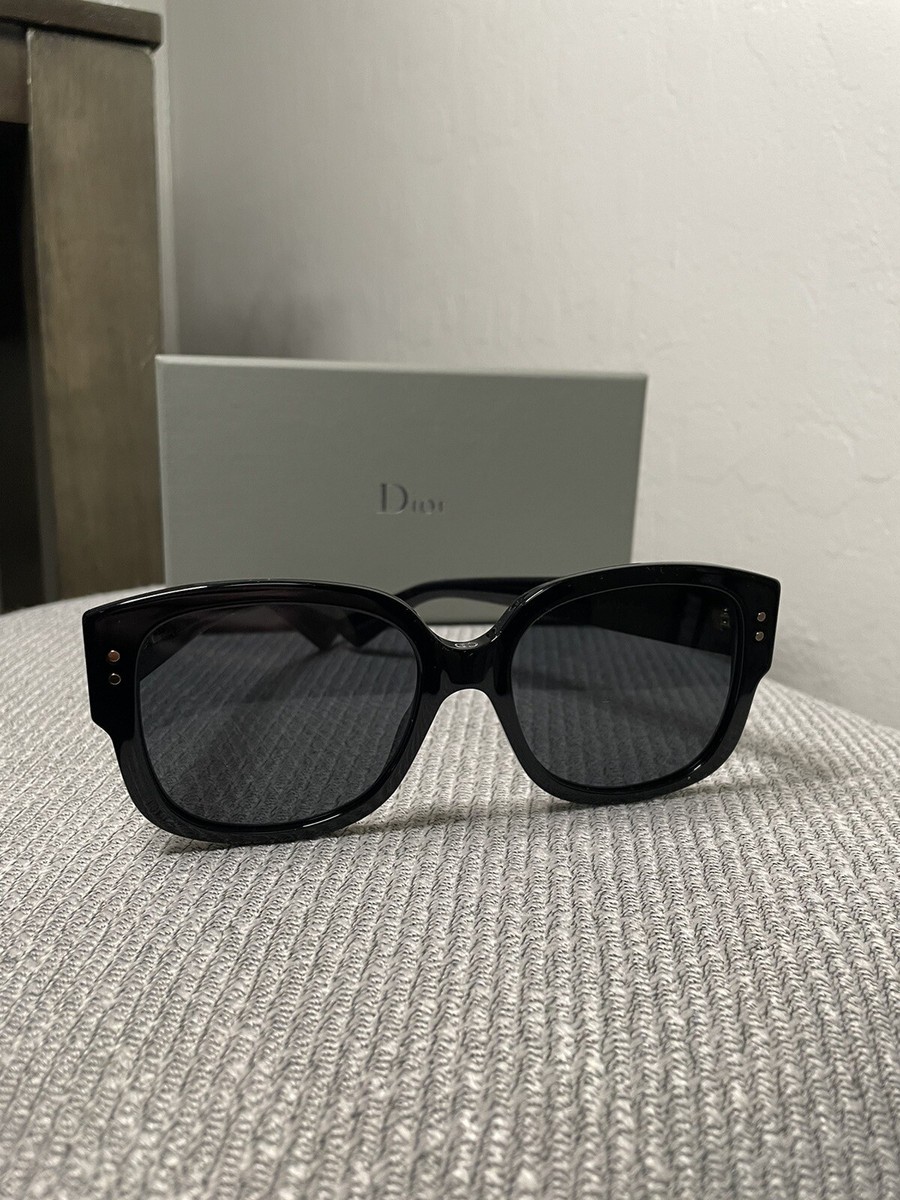 New! Dior Lady Dior Studs 54MM Black/Gold Sunglasses