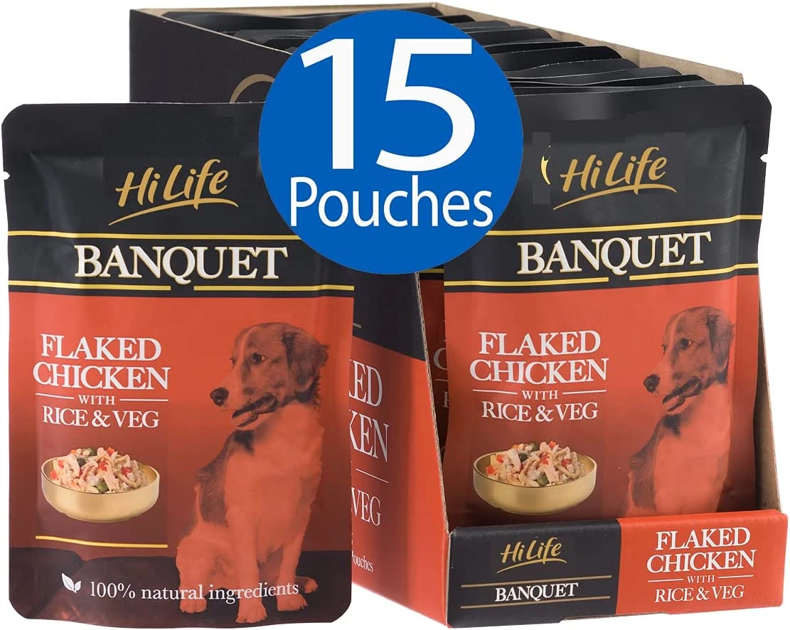 HiLife Banquet Wet Dog Food Flaked Chicken Breast Rice Veg