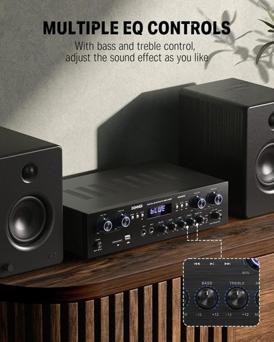 4 Channel Stereo Audio Amplifier Receiver, Bluetooth 5.0 Home Theater 440W Hi-Fi - Picture 4 of 6
