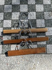 Lot Of 3 Vintage Unbranded Wooden Hangers With Clamps
