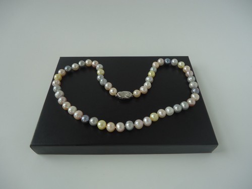 Honora Ming Multicolor Cultured 9mm Pearl Necklace Sterling Silver Clasp 20" - Picture 7 of 12