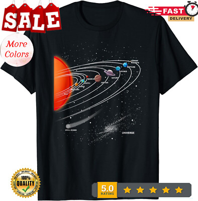 Solar System Planets Out of Space Astronomy Unisex Casua T-Shirt