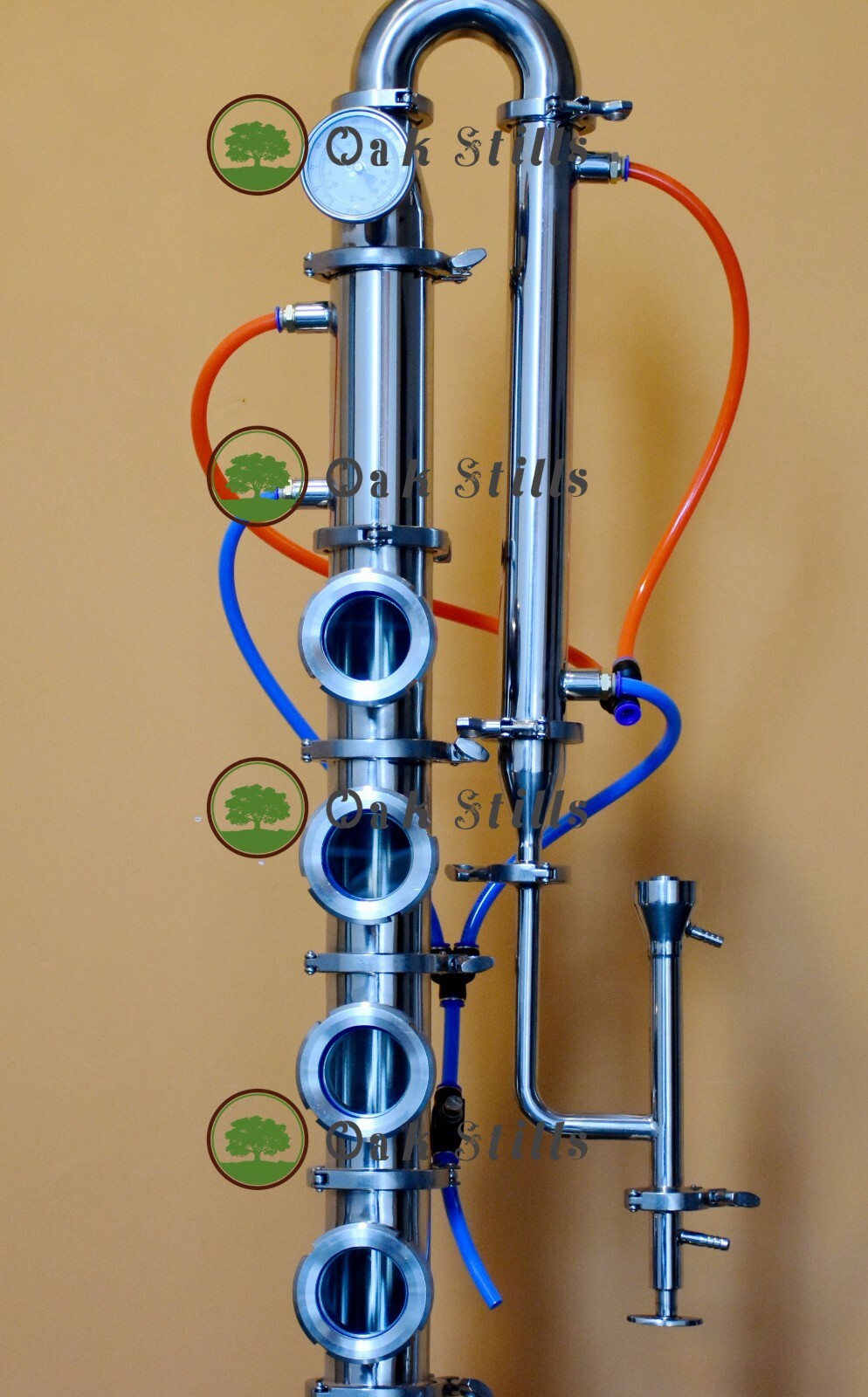3" stainless moonshine still reflux column with copper bubble plate