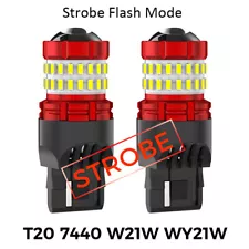 2800LM White Strobe Back Up Reverse Light LED Bulbs 2x 7443 7440 W21W 6000K