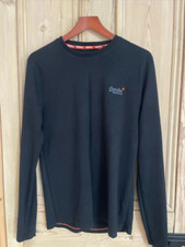 Image of Mens Superdry Black Long Sleeved T Shirt Top Size Small