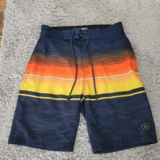 No Boundaries Tie Waist Swim Trunks Men's Size 28 Small Blue Orange White EUC