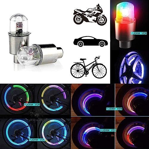 Paquete de 8 luces LED para ruedas de bicicleta tapas de vástagos de válvula de neumático de coche multicolor - Imagen 7 de 7