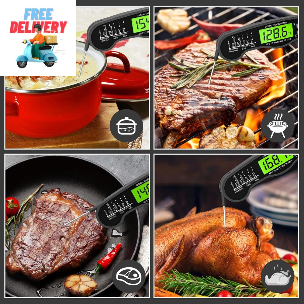 Meat Thermometer Cooking, Waterproof/Backlight Camping Kitchen Free Shipping