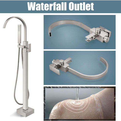 High Flow Shower Faucets Mixer Taps Freestanding Tub Filler Handheld Faucet - Picture 8 of 9