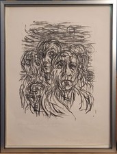 Max UHLIG (*1937), Lithografie, „Mensch meiner Zeit“, signiert. mit Grüßen, 1969