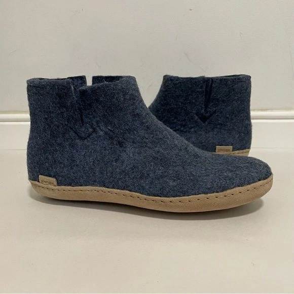 Botas de Lana Glerups Suela de Cuero para Dormir Talla 39/8.5 en Denim NUEVAS Foto 3 de 4