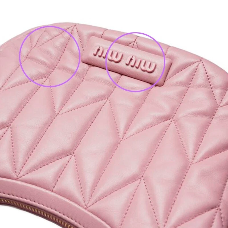 Borsa donna Miu Miu in pelle di agnello rosa trapuntata Matelasse Trapunta Hobo