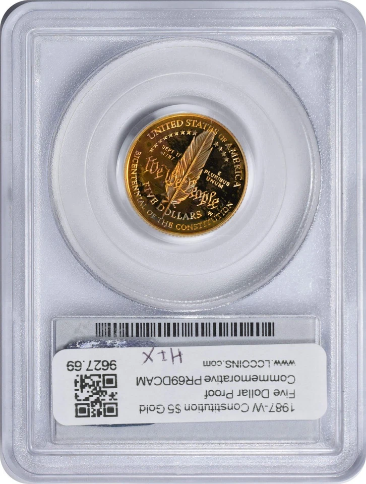 1987-W Constitution $5 Gold Five Dollar Proof Commemorative PR69DCAM PCGS - Image 2 of 2