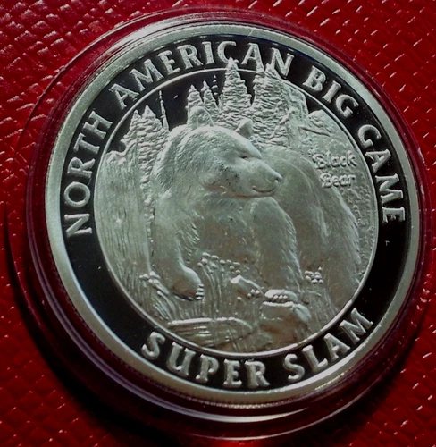 Black Bear Proof Art Round-North American Big Game  1 Troy oz. 999 Silver