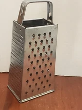 Vintage Stainless Steel Cheese Box Grater 4-Sided Vegetable Slicer, not marked