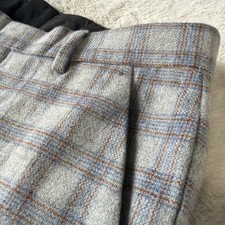 ASOS Mens Wool Plaid Trousers Dress Pants Sz 32/29~ Lt Gray Cuffed Hem Altered