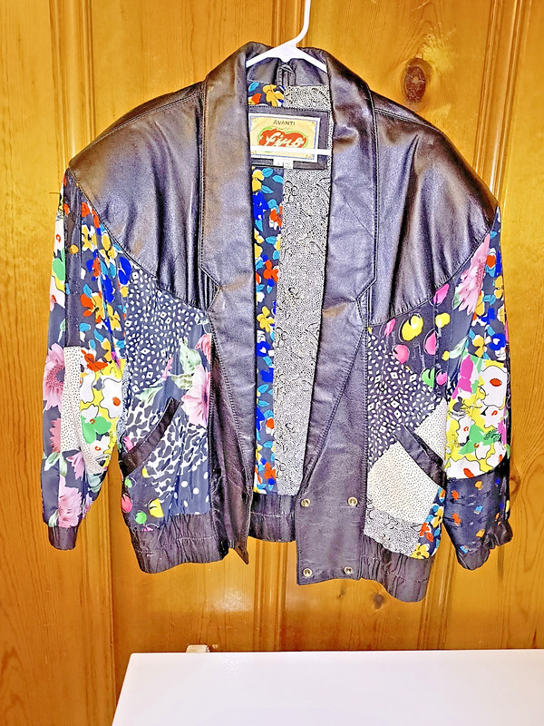 Vintage Avanti Firo Bomber Jacket S Leather 90s Satin Floral Cottage Core Y2K