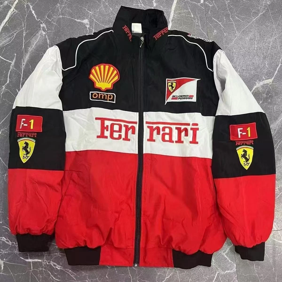 Vintage F1 Jacket | Embroidered Ferrari Patches - Unisex Racing Jacket