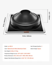 2 Pcs Metal Roof Pipe Flashing Boots - High Temp Black EDPM, Fit 6-3/4" to 14" P