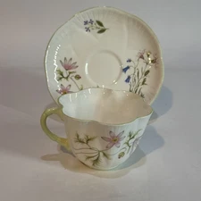 Vintage Shelley Bone China England Tea Cup & Saucer Set Wild Anemone #13977