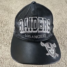 Vtg Los Angeles Raiders Hat Cap Strap Back One Size Black NFL Football Fans Gear