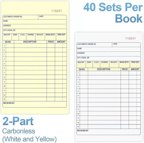 4er Pack Quittungsbuch, 4,17 Zoll x 7,2 Zoll Quittungsbuch mit Durchschreibekopien, 2-teilig Durchschreibebuch - Bild 3 von 8