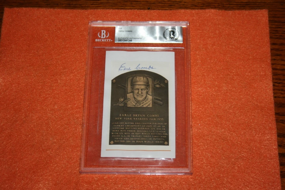 Peines Earle Legend 1927 de los Yankees de Nueva York firmados encapsulados Beckett casi como nuevos Foto 4 de 4