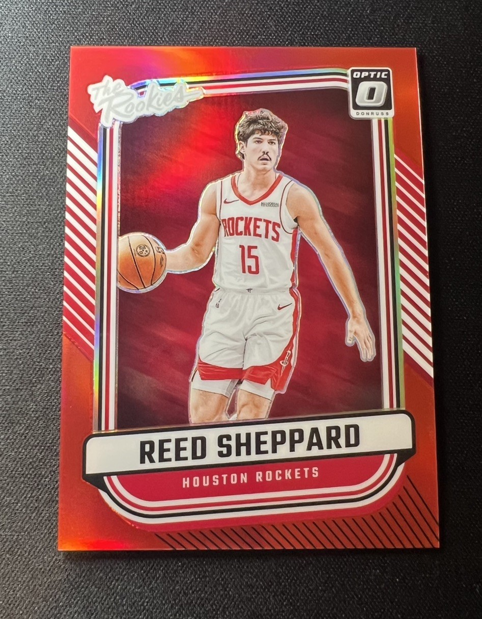 2024-25 Panini Donruss Optic Reed Sheppard The Rookies Red Prizm #/99 Rockets RC