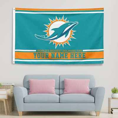 #ad Personalized Miami Dolphins 3x5 ft Flag Custom Football Biggest Fan Banner $19.99
