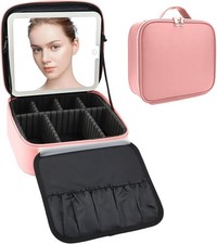 Travel Makeup Bag with LED Mirror Travel Makeup Organizer with 3 Lighted Setting