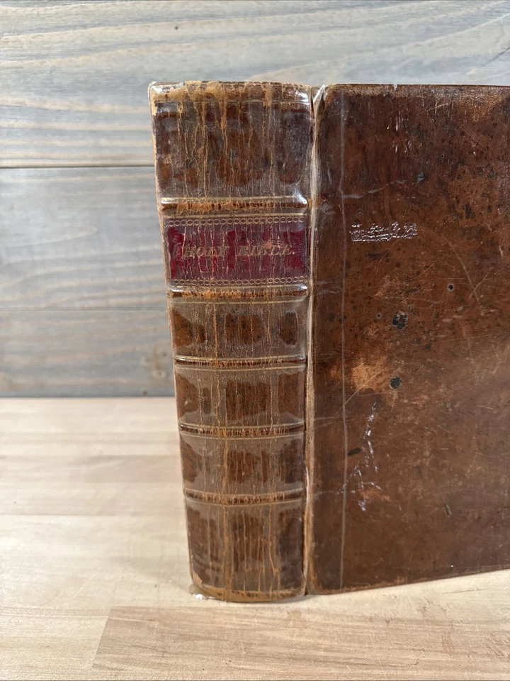 1816 HOLY BIBLE mathew carey EARLY AMERICAN leather ANTIQUE old FAMILY - Image 3 of 4