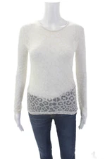 Stella McCartney Womens Modal Round Neck Long Sleeve Sheer Top Cream Size EUR 38