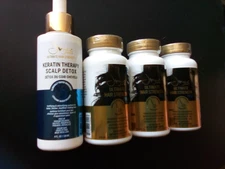 KERATIN THERAPY DETOX4oz and Joyce Giraud Ultimate hair strength( 3bottles) plus