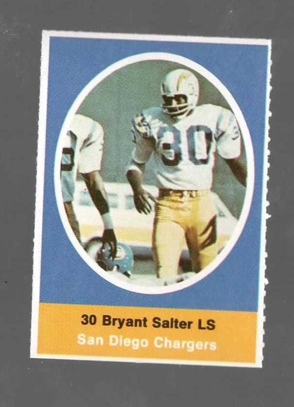 1972 Sunoco Stamps Bryant Salter San Diego Chargers #NNO Near Mint or Better