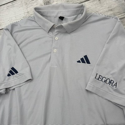PGA Tour Pro Ludvig Aberg Issued Adidas Golf 365 Striped Polo Shirt Gray White
