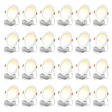 24 Pack 6 Inch 5CCT Ultra-Thin Recessed Ceiling Light with Junction , 2700K/3...