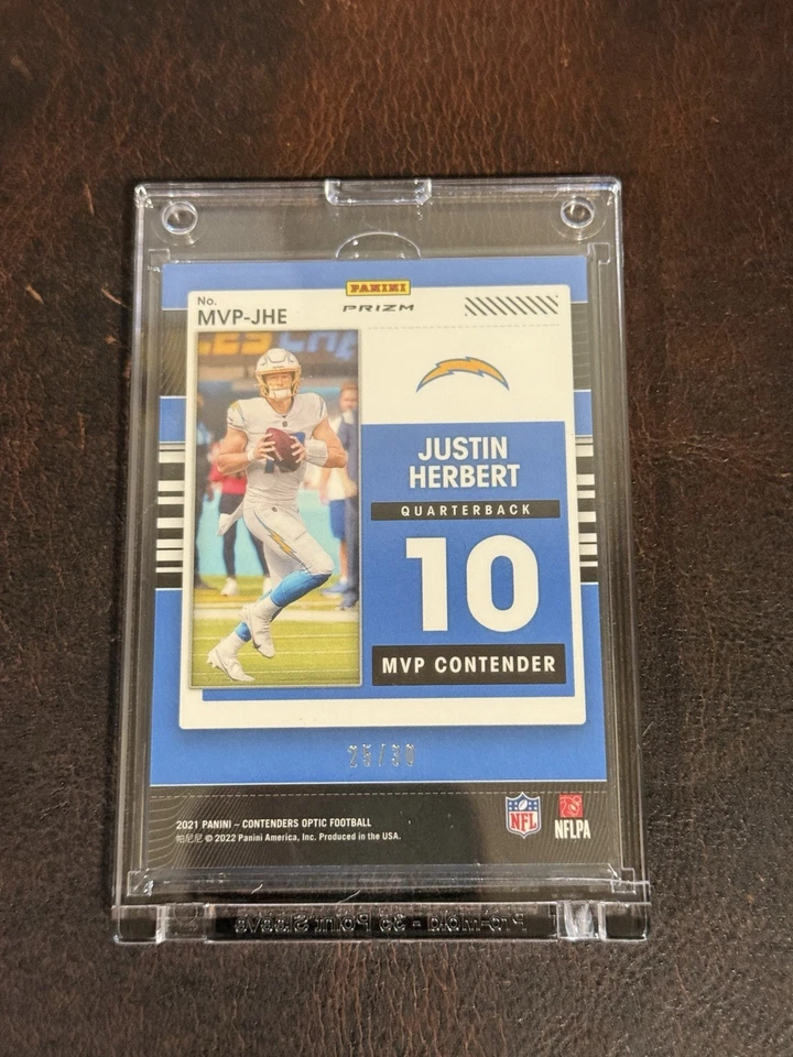 2021 Contenders Optic Chargers Justin Herbert MVP-JHE - SP Green Pulsar  25/30 - Image 2 of 2