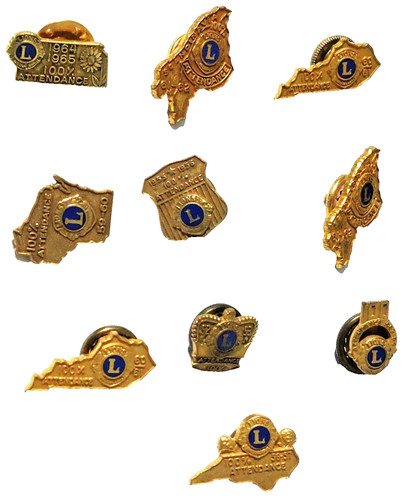 Lions Inter. "100% Attendance" Lot of 10 Screwback Lapel Pins